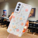 Glitter Flowers Clear Samsung Case - HoHo Cases Samsung Galaxy S22 / f