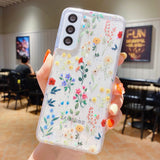 Glitter Flowers Clear Samsung Case - HoHo Cases Samsung Galaxy S22 / a