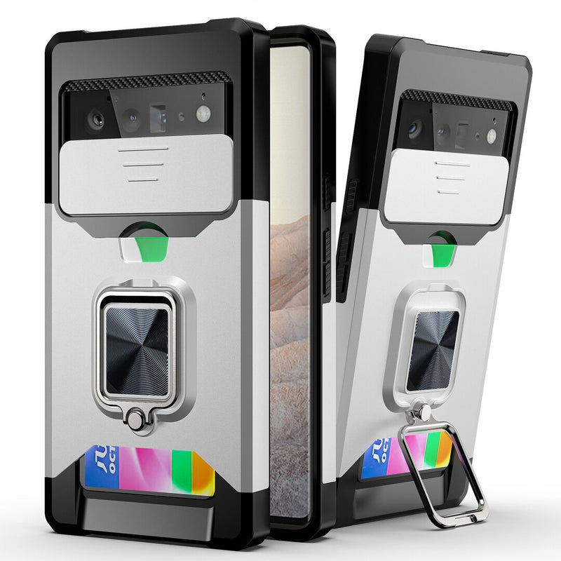 Armor Shockproof Google Pixel Case with Camera Slider - HoHo Cases For Google Pixel 5A / Silver