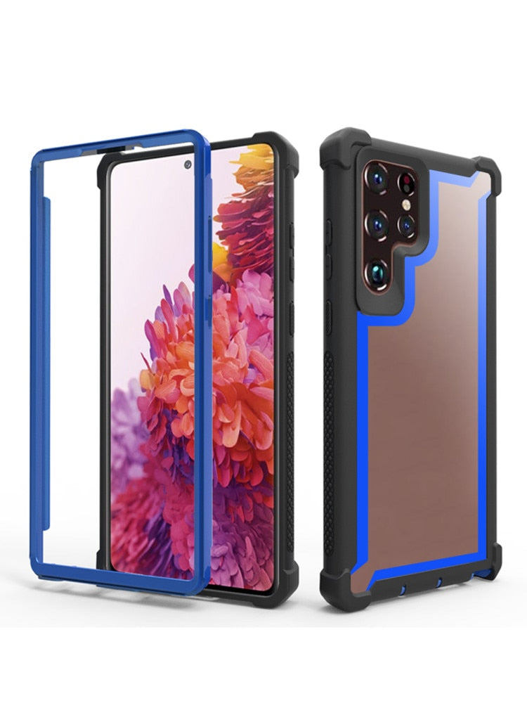 Shockproof Clear Frame Samsung Galaxy Case - HoHo Cases For Samsung Galaxy S20 / Blue Black
