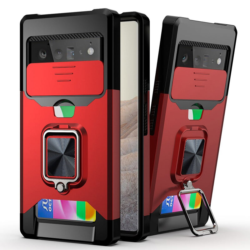 Armor Shockproof Google Pixel Case with Camera Slider - HoHo Cases For Google Pixel 5A / Red