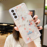 Glitter Flowers Clear Samsung Case - HoHo Cases Samsung Galaxy S22 / e