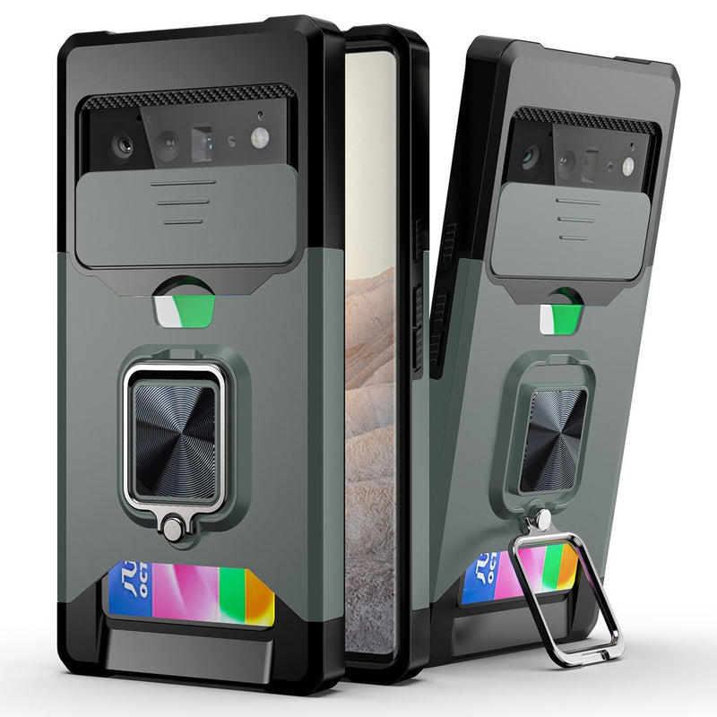 Armor Shockproof Google Pixel Case with Camera Slider - HoHo Cases For Google Pixel 5A / Dark Green