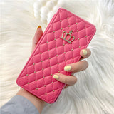 Luxury Quilted Wallet Card Holder Samsung Flip Cover - HoHo Cases For Samsung Galaxy S21 / Hot Pink