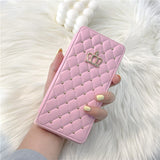 Luxury Quilted Wallet Card Holder Samsung Flip Cover - HoHo Cases For Samsung Galaxy S21 / Pink