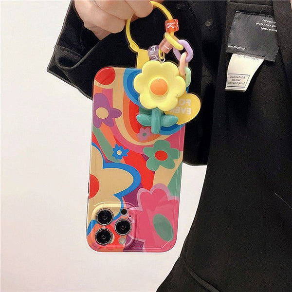 Graffiti Flower Keychain iPhone Case - HoHo Cases iPhone 14 Pro Max / Yellow Flower