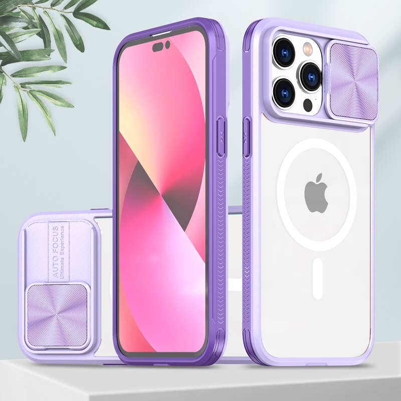 Luxury Transparent MagSafe iPhone Case with Camera Cover - HoHo Cases For iPhone X / Purple