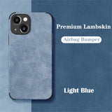 Luxury Shockproof Matte Lambskin iPhone Case - HoHo Cases For iPhone 14 / Light Blue
