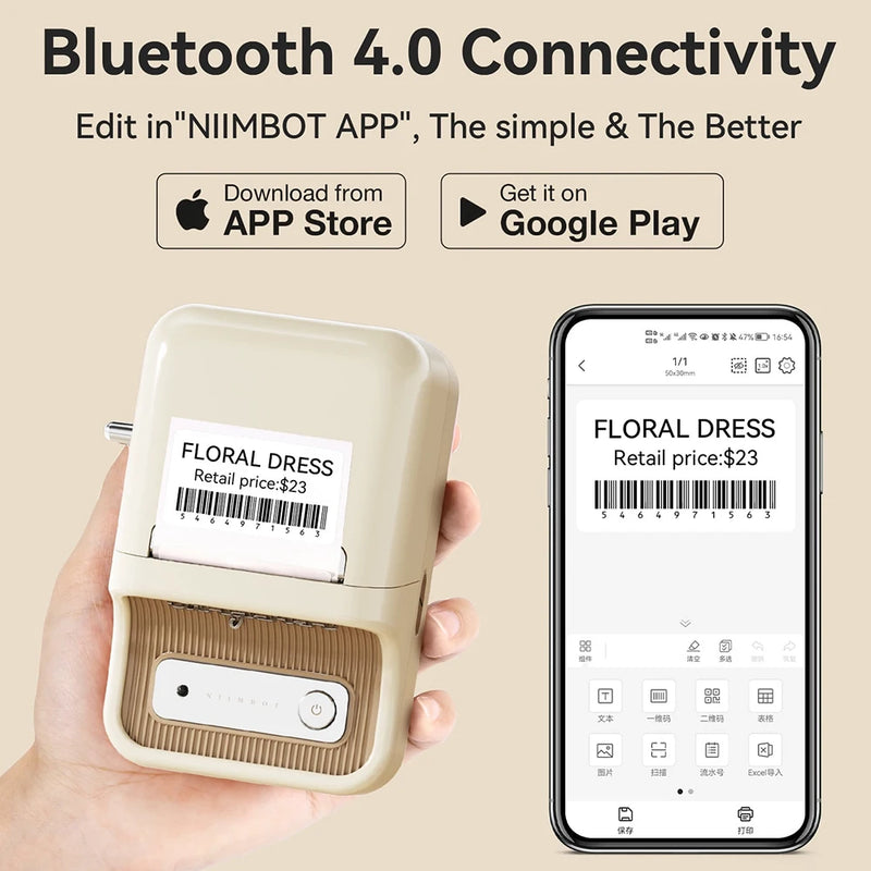 Portable Bluetooth Label Printer with Auto Identification