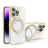 Luxury Plating MagSafe iPhone Case with Ring Holder - HoHo Cases iPhone 14 Pro Max / White
