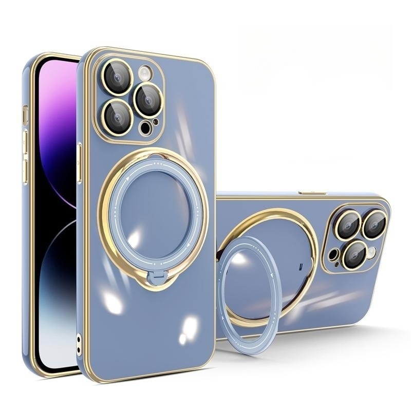 Luxury Plating MagSafe iPhone Case with Ring Holder - HoHo Cases iPhone 14 Pro Max / Sierra Blue