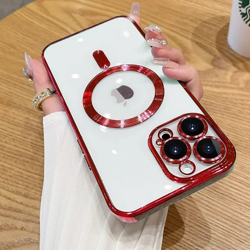 Luxury Wireless Charge Cover With Lens Protector iPhone Case