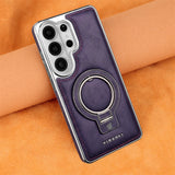 Wireless Charging Leather Samsung Cases with Ring Stand