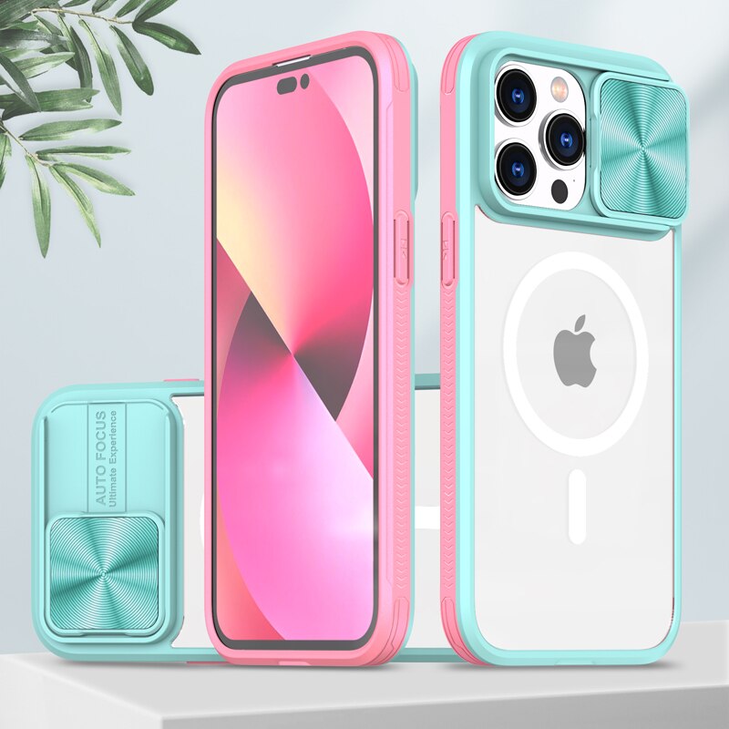 Luxury Transparent MagSafe iPhone Case with Camera Cover - HoHo Cases For iPhone X / Sky Blue