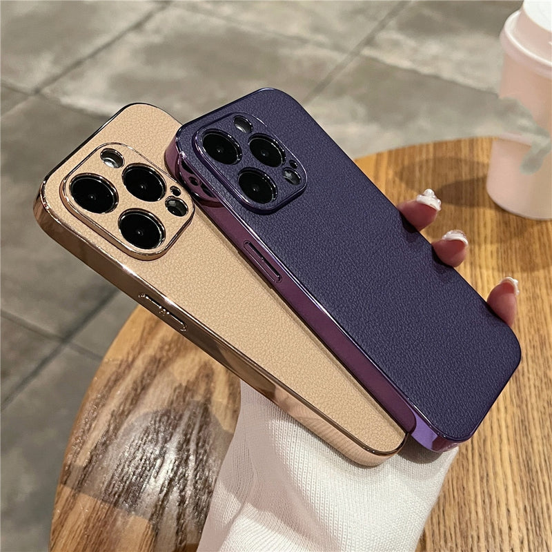 Luxury Lambskin Leather Shockproof iPhone Case