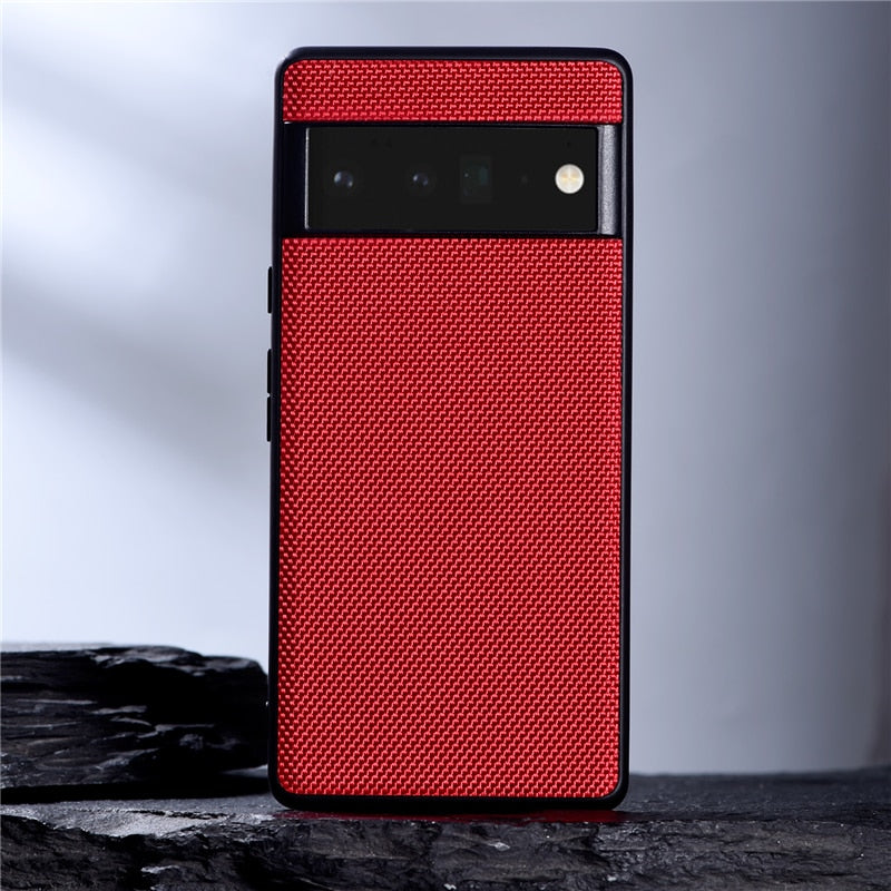 Luxury Nylon Fabric Cloth Google Pixel Case - HoHo Cases For Google Pixel 6 / Red