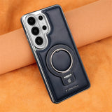 Wireless Charging Leather Samsung Cases with Ring Stand