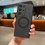 Shockproof Suede Leather MagSafe Samsung Case