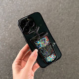 Plating Bubble Tea Glitter iPhone Case - HoHo Cases Black / For iPhone 12
