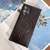Leather Camera Protection MagSafe Samsung Case - HoHo Cases Samsung Galaxy S22 / Black