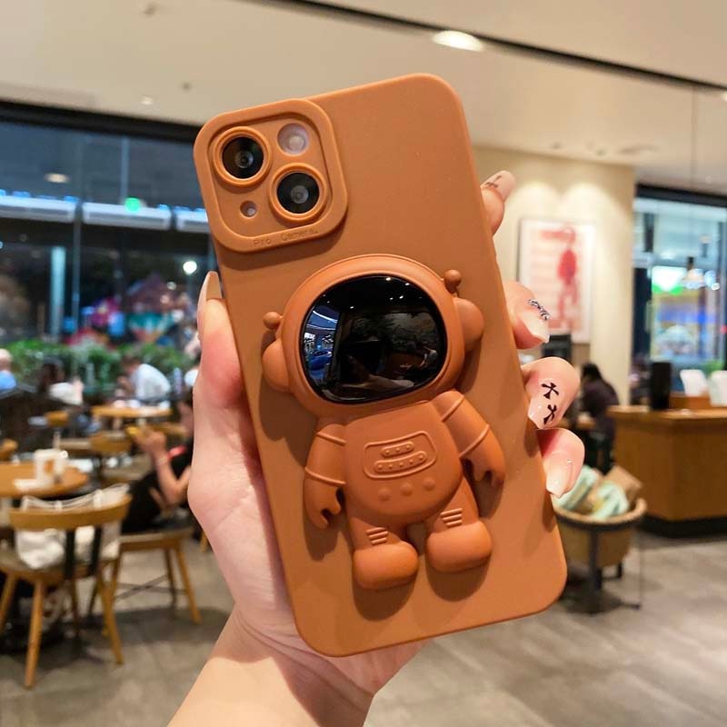 3D Bracket Astronaut Silicone iPhone Case