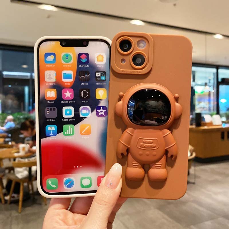 3D Bracket Astronaut Silicone iPhone Case