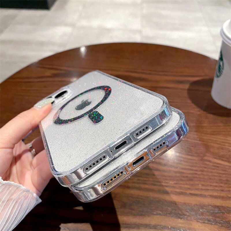 Laser Magsafe Glitter Clear iPhone 15 Cases