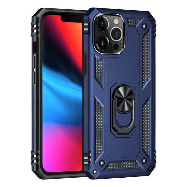Shockproof Armor iPhone Case with Magnetic Metal Ring - HoHo Cases iPhone 15 Pro Max / Blue