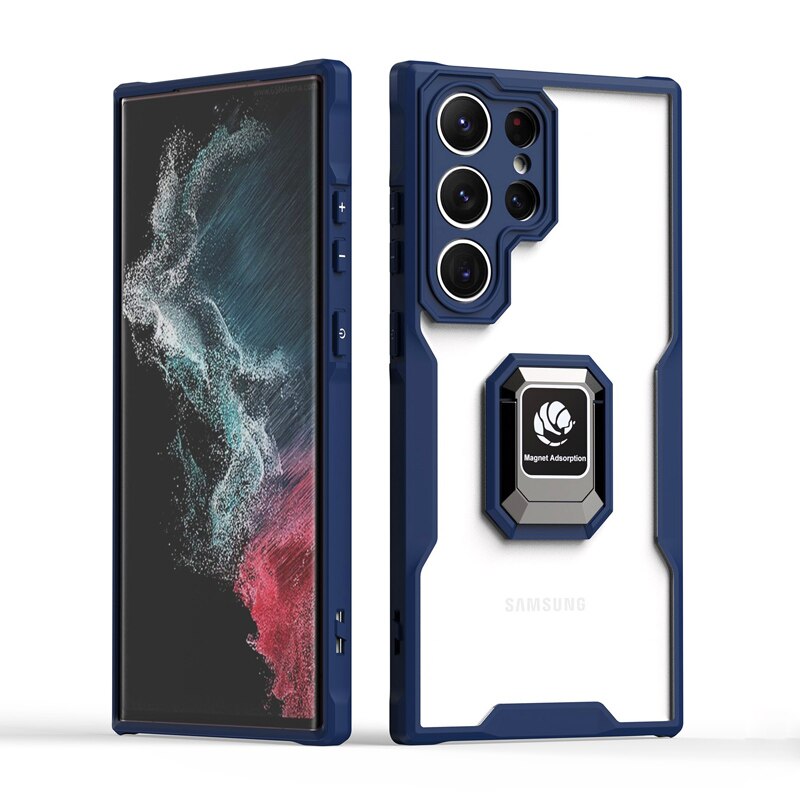 Transparent Magnetic Ring Samsung Galaxy Case - HoHo Cases Samsung Galaxy A12 / Blue