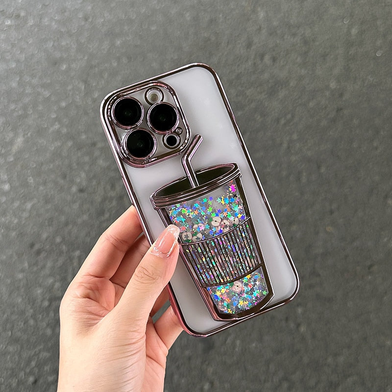 Plating Bubble Tea Glitter iPhone Case - HoHo Cases