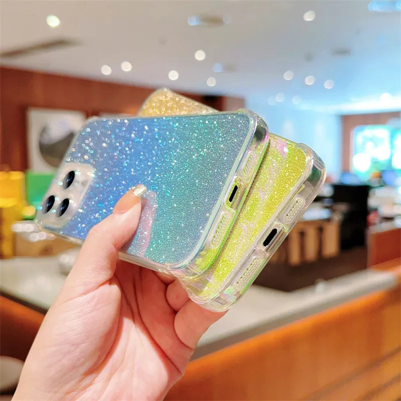 Colorful Aurora Glitter Clear iPhone Case