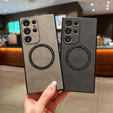 Shockproof Suede Leather MagSafe Samsung Case
