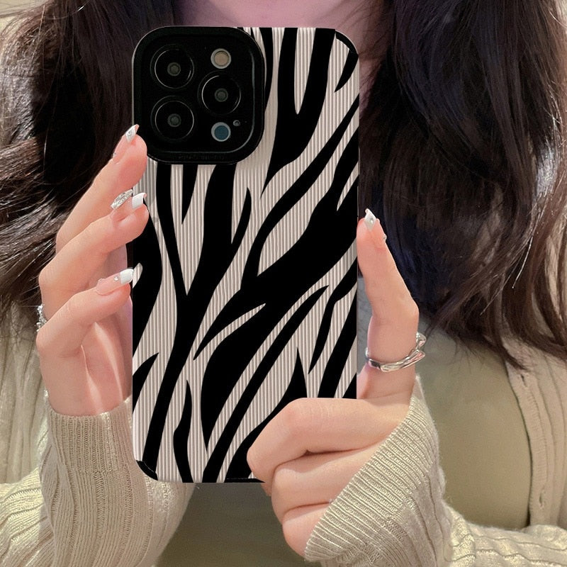 Fashion Twill Striped Zebra Print iPhone Case - HoHo Cases