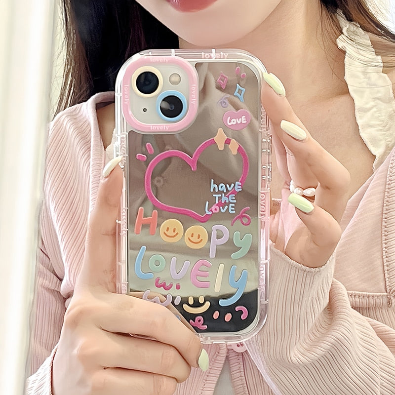 Lovely Heart Mirror Shockproof iPhone Case