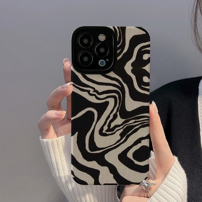 Fashion Twill Striped Zebra Print iPhone Case - HoHo Cases C / For iPhone 12 Pro