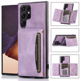 Triple Folded Matte Leather Wallet Samsung Galaxy Case - HoHo Cases For Samsung Galaxy S20 / Purple