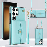 Lanyard Leather Multi Cards Wallet Samsung Galaxy Case - HoHo Cases For Samsung Galaxy S20 / Blue