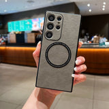 Shockproof Suede Leather MagSafe Samsung Case