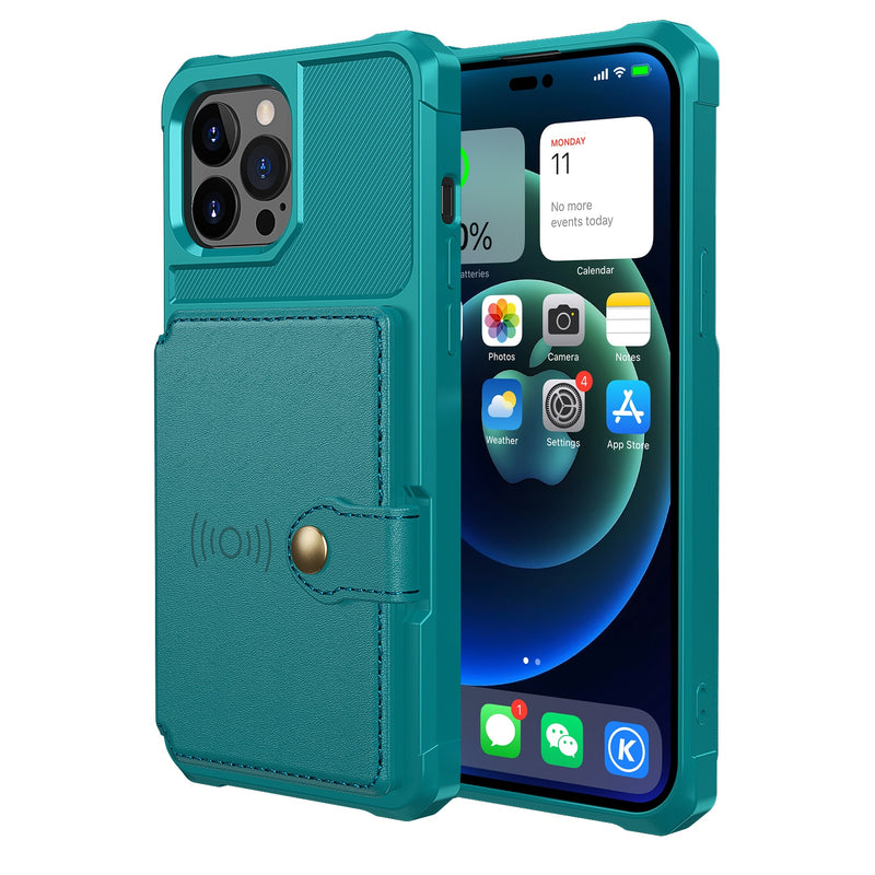 Magnetic Wallet Leather iPhone Case - HoHo Cases iphone 15 Pro Max / Green