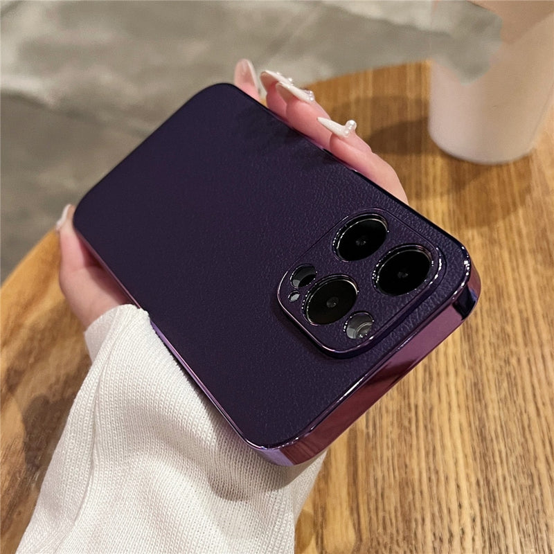 Luxury Lambskin Leather Shockproof iPhone Case