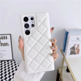 Candy Color Leather Diamond Lattice Samsung Case - HoHo Cases Samsung Galaxy S23 / White