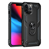 Shockproof Armor iPhone Case with Magnetic Metal Ring - HoHo Cases iPhone 15 Pro Max / Black