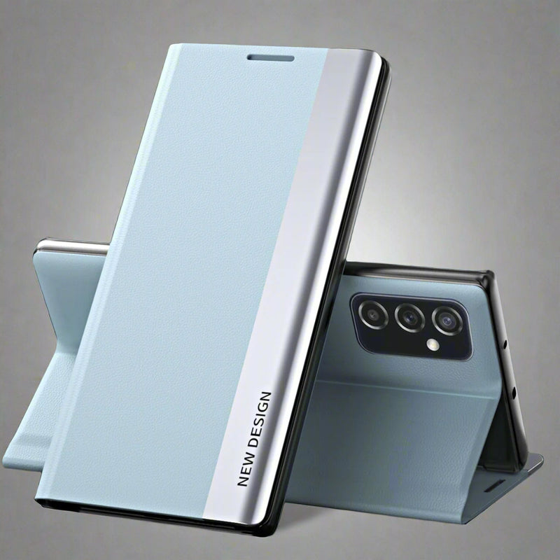 Plating Leather Magnetic Flip Samsung Galaxy Case - HoHo Cases For Samsung Galaxy S21 Ultra / light blue