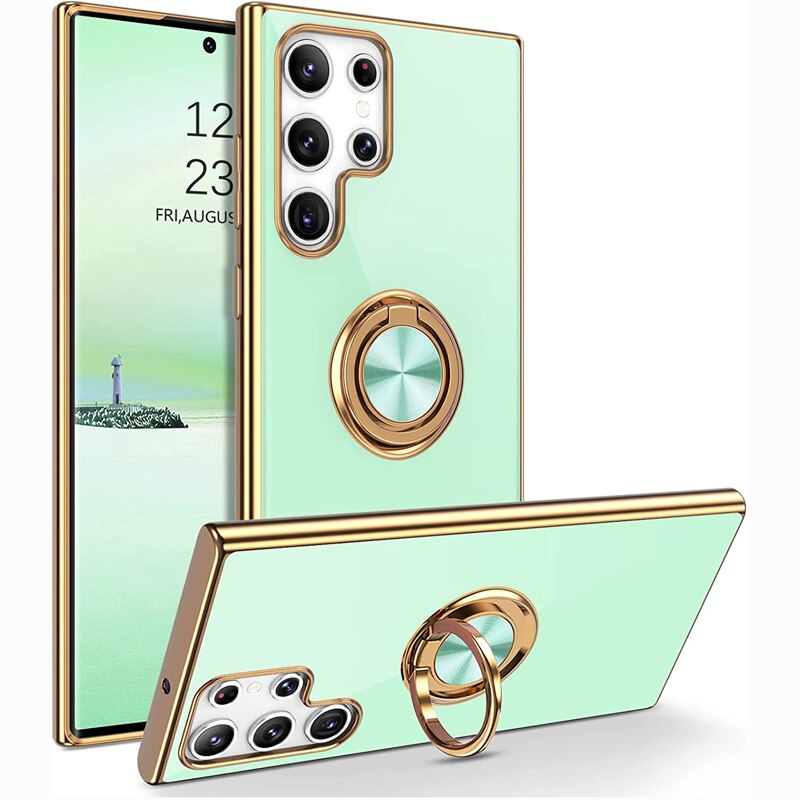 Plating Magnetic Samsung Galaxy Case with Ring Holder - HoHo Cases Samsung Galaxy Note 20 / Mint