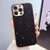 Electroplated Frame Lambskin iPhone Case - HoHo Cases For iPhone 14 / Glitter Black