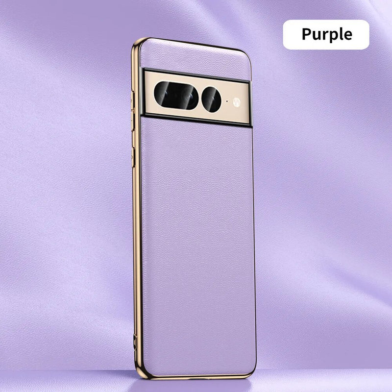 Luxury Genuine Leather Plating Google Pixel Case - HoHo Cases Google Pixel 8 Pro / Purple