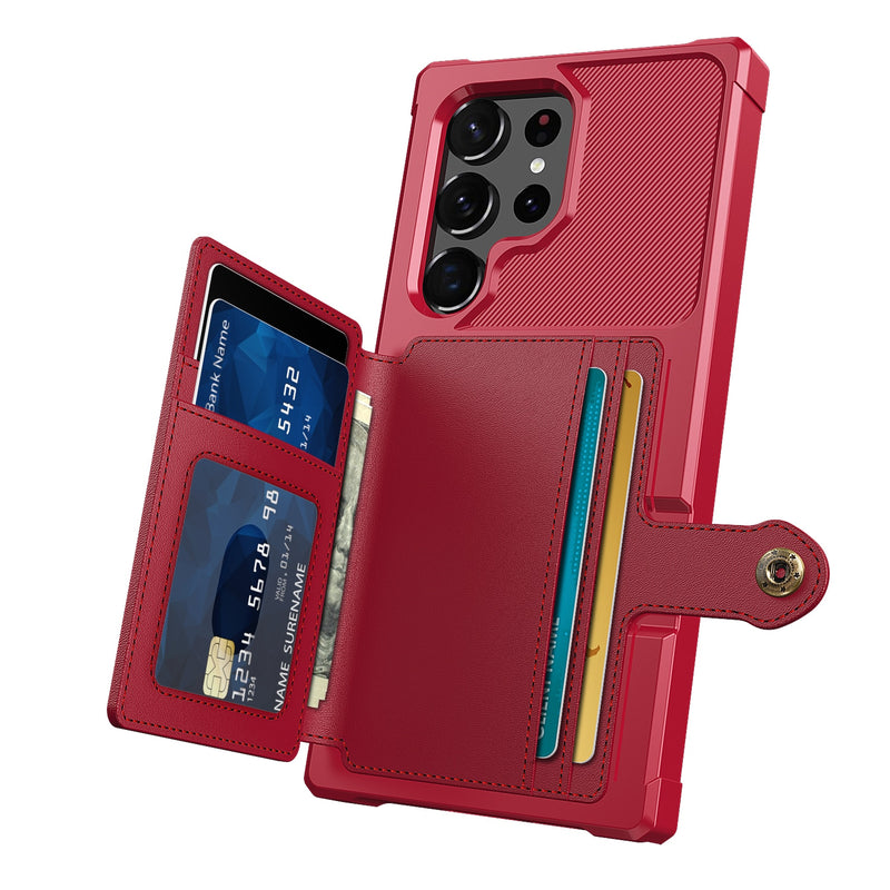 Leather Flip Wallet Samsung Galaxy Case - HoHo Cases Samsung Galaxy S23 Ultra / Red / China