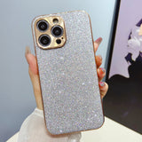 Electroplated Frame Lambskin iPhone Case - HoHo Cases For iPhone 14 / Glitter Silver