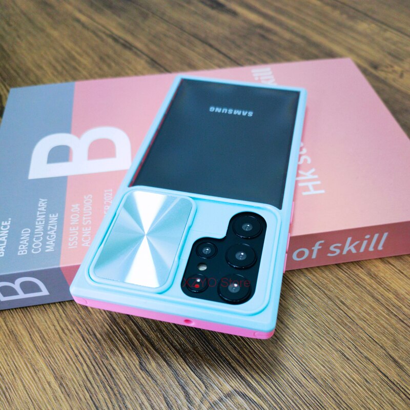 Stylish Transparent Samsung Case with Camera Cover - HoHo Cases Samsung Galaxy A73 / Blue Pink
