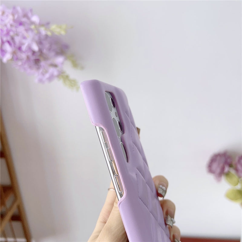 Candy Color Leather Diamond Lattice Samsung Case - HoHo Cases